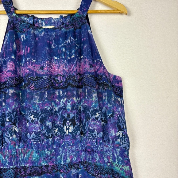 Chico's Blue Purple Watercolor High Low Halter Maxi Dress - Picture 6 of 10